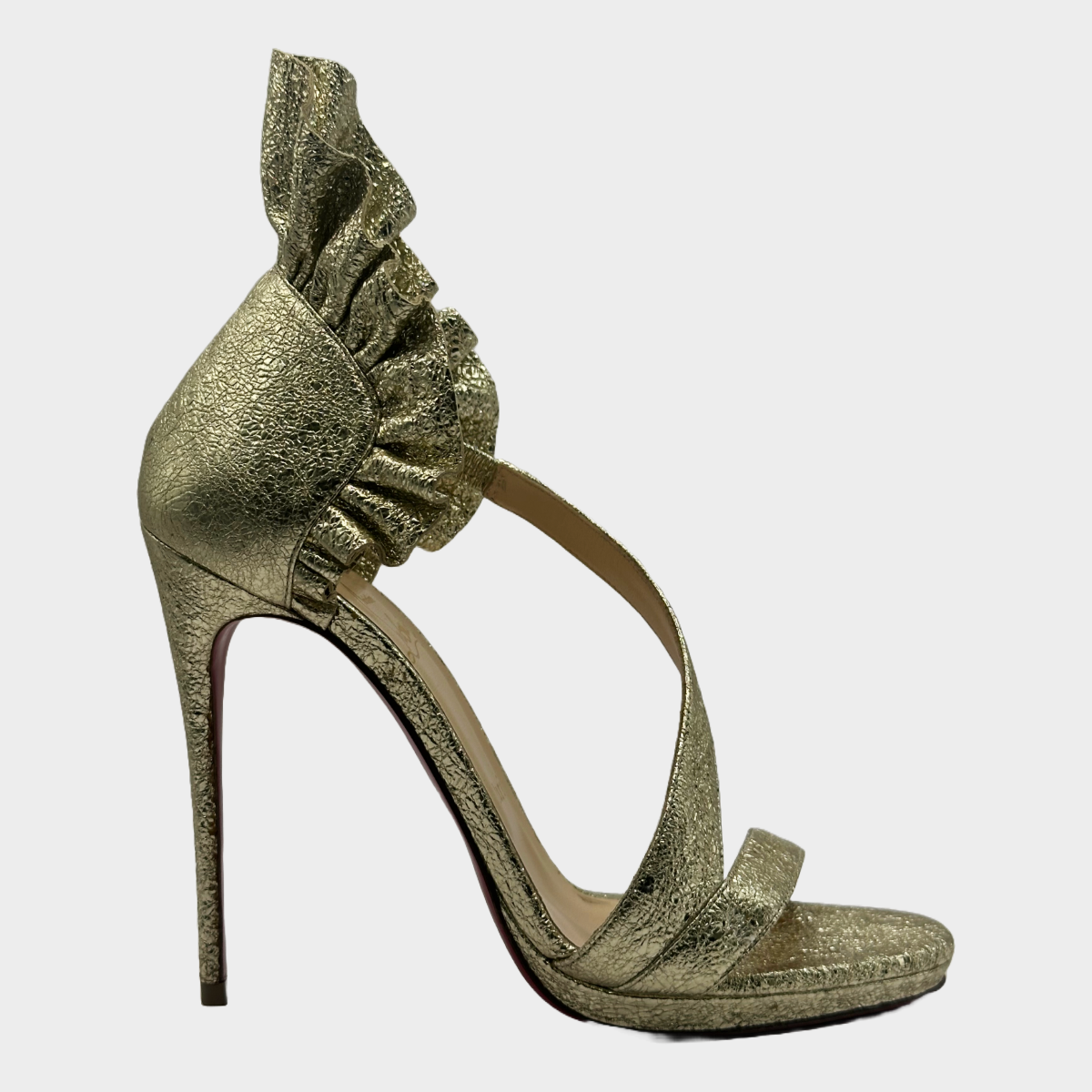 最新最全の Christian ruffled leather textured gold Louboutin 靴