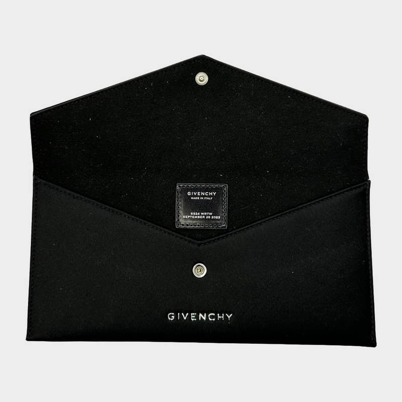 Givenchy women's black satin envelope pouch with logo