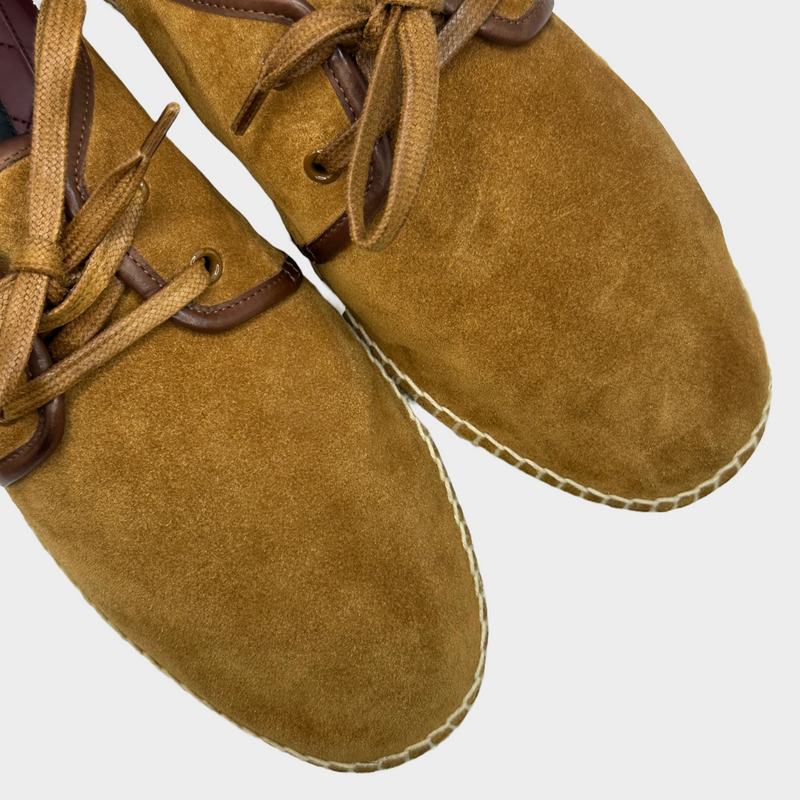 Dolce&Gabbana men's beige suede and raffia lace-up espadrilles