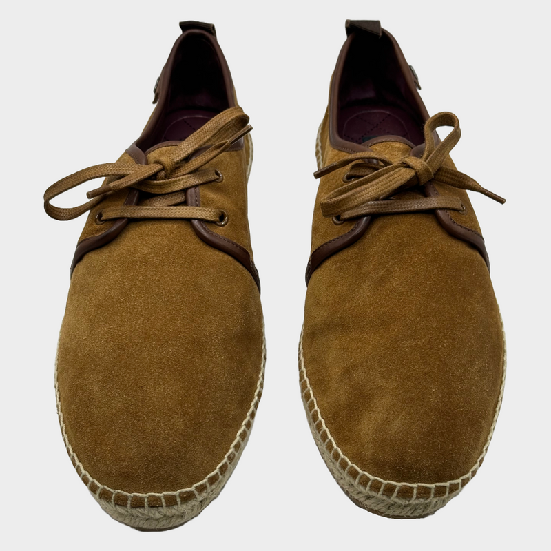 Dolce&Gabbana men's beige suede and raffia lace-up espadrilles
