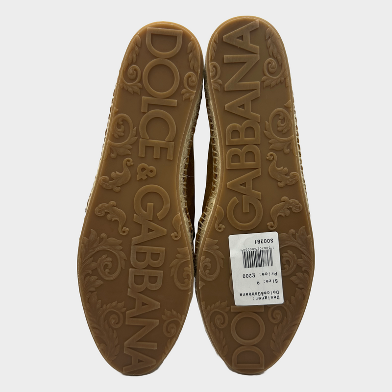 Dolce&Gabbana men's beige suede and raffia lace-up espadrilles