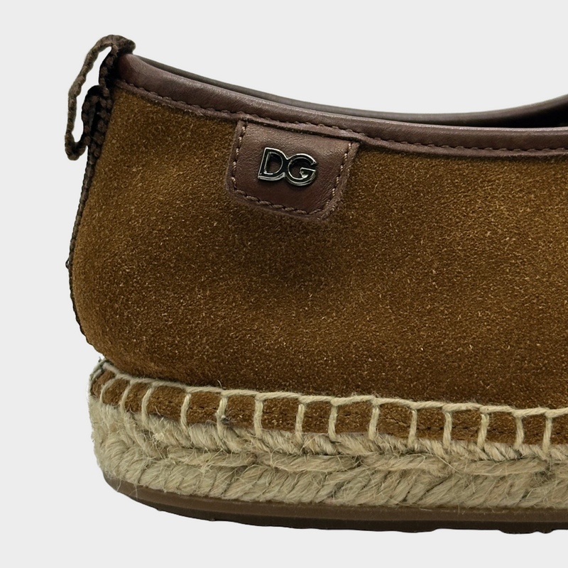 Dolce&Gabbana men's beige suede and raffia lace-up espadrilles