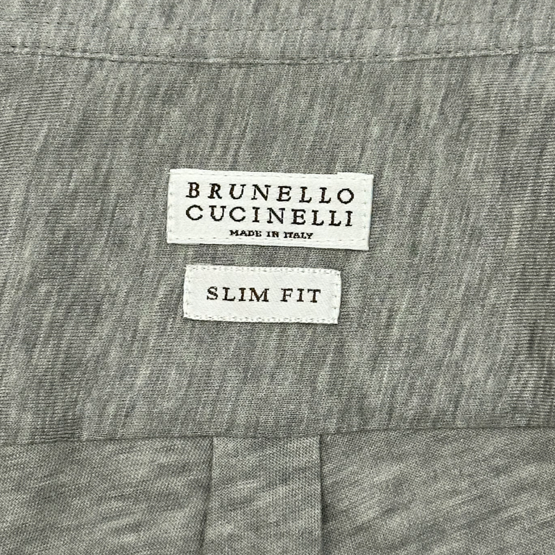 Brunello Cucinelli men's grey melange cotton long sleeved shirt