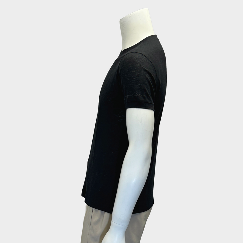 Giorgio Armani men's black knitted wool face print t-shirt