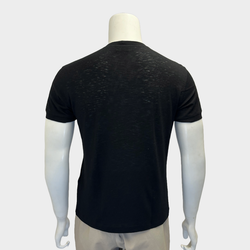 Giorgio Armani men's black knitted wool face print t-shirt