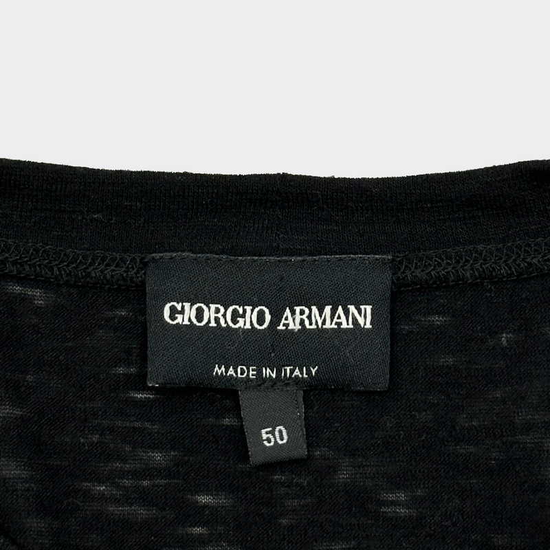 Giorgio Armani men's black knitted wool face print t-shirt