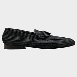 Casablanca men's black raffia loafers