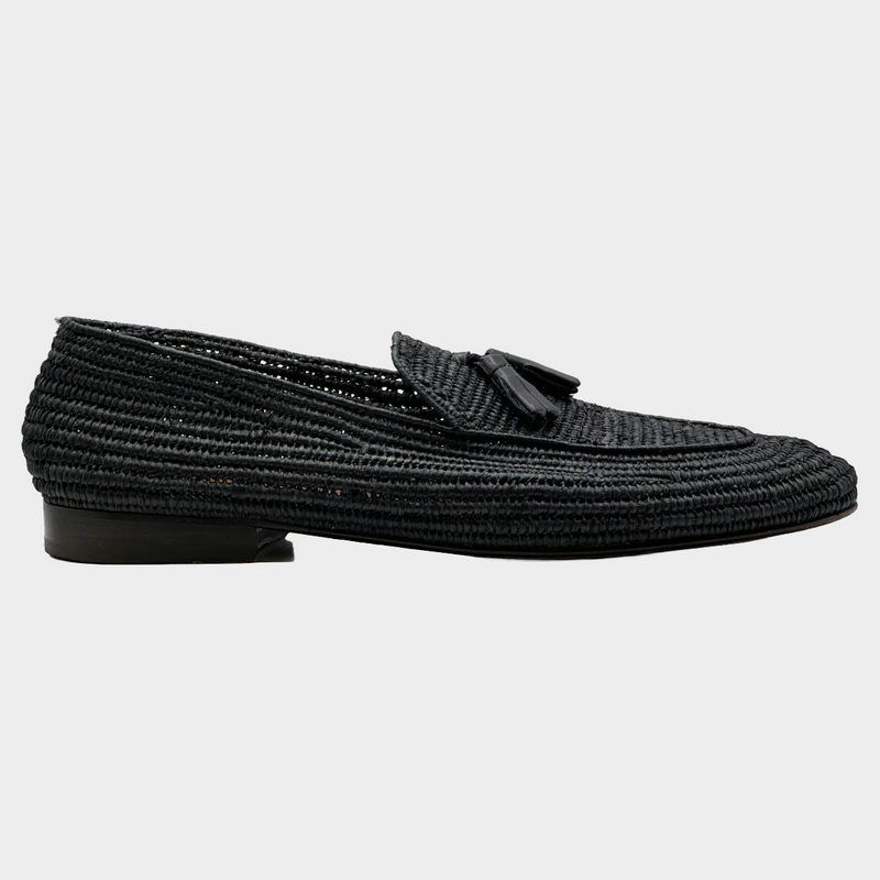 Casablanca men's black raffia loafers