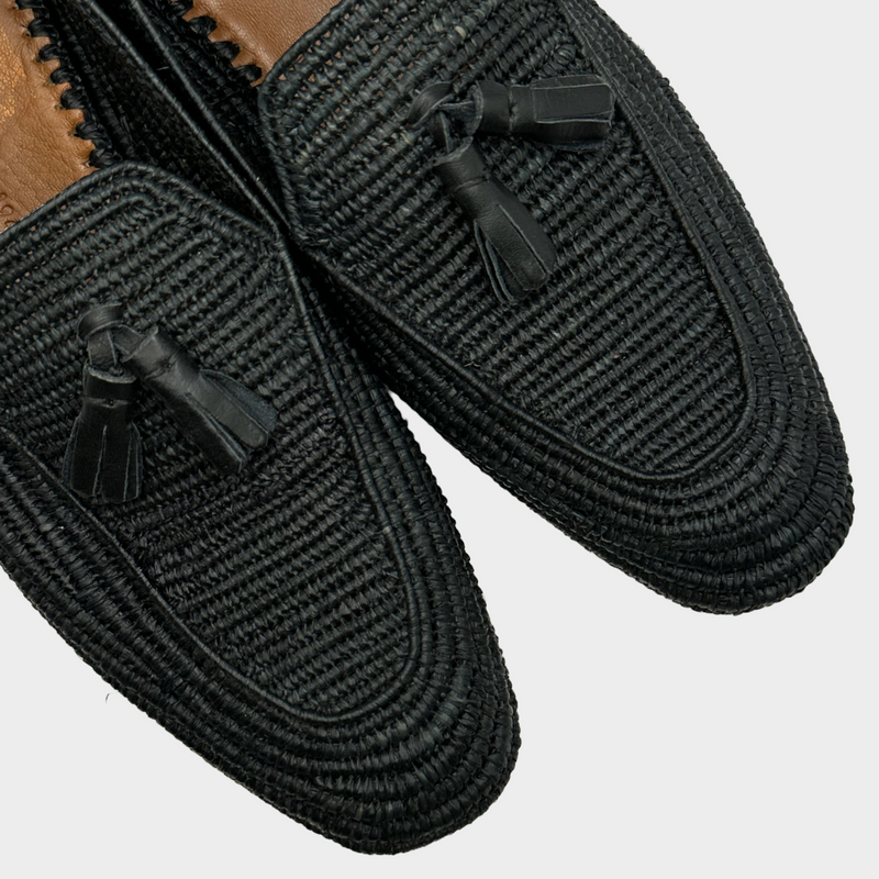 Casablanca men's black raffia loafers