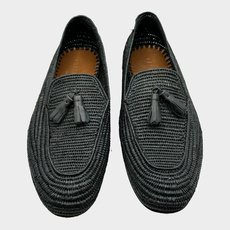 Casablanca men's black raffia loafers