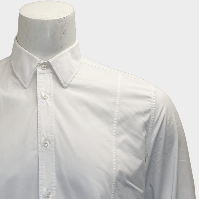 Gucci men's white cotton long-sleeved fitted shirt