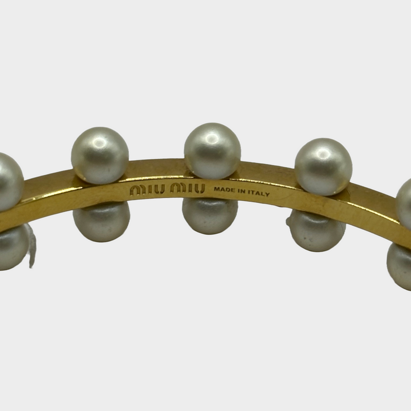 Miu Miu women's gold tone metal and faux bracelet