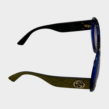 GUCCI UNISEX GOLD GLITTER ROUND SUNGLASSES, 2024 FASHION STATEMENT IS ROUND Gucci GG1802S women Gold Round Sunglasses – Otticanet USA main image 3