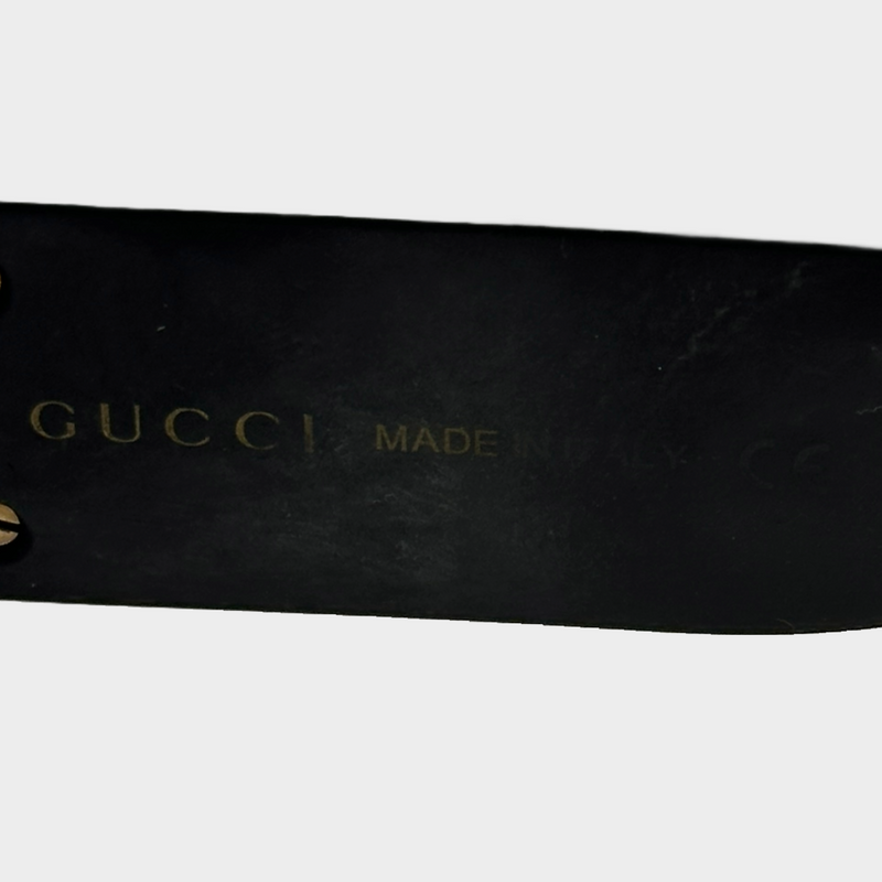 Gucci women's red and blue glittered round sunglasses with gold glittered side