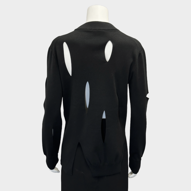 Louis Vuitton women's black silk cut out jumper with front buttoned pocket