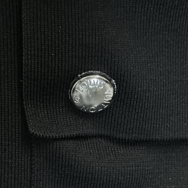 Louis Vuitton women's black silk cut out jumper with front buttoned pocket