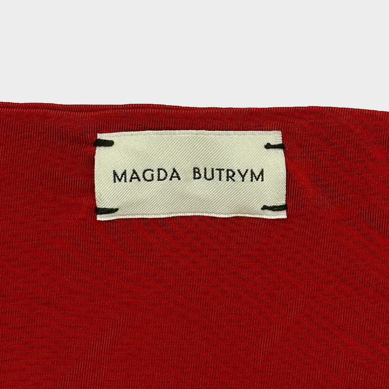 Magda Butrym women's red viscose halter neck top with roses details