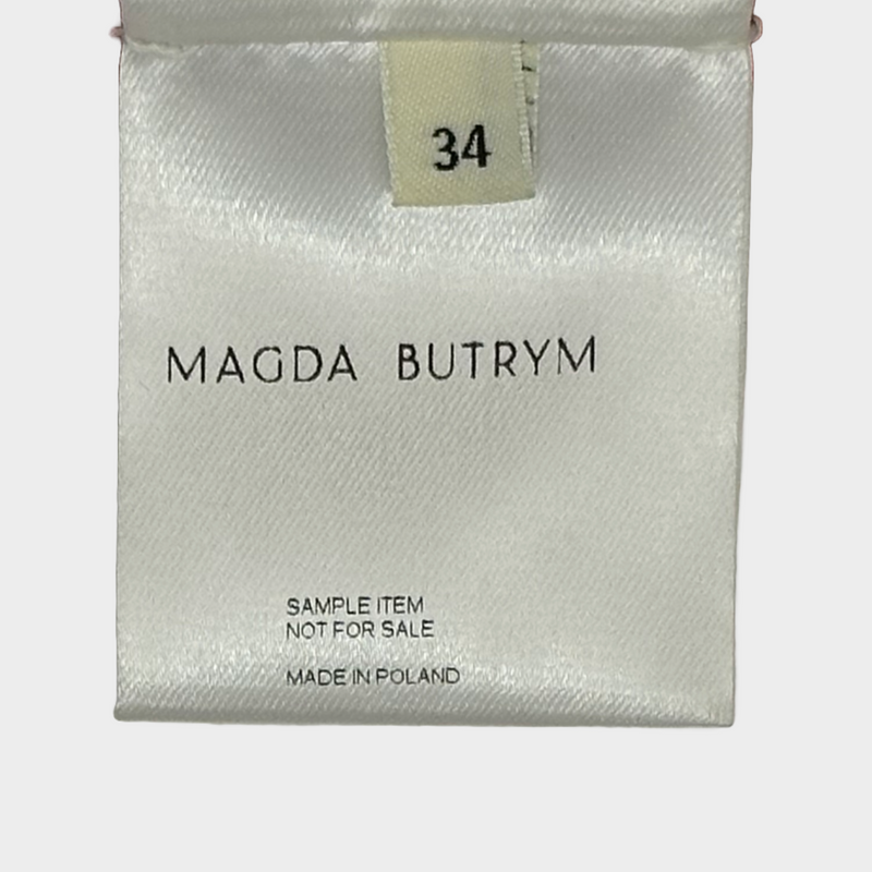 Magda Butrym women's red viscose halter neck top with roses details