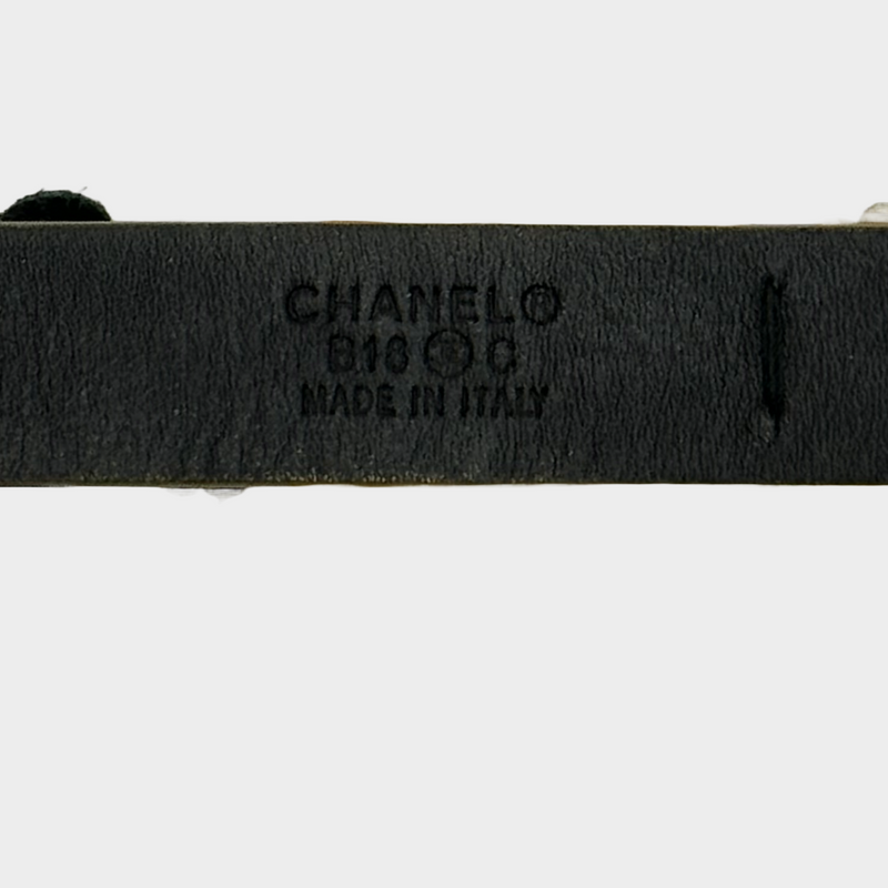 Chanel women's gold and silver leather flowers elasticated haeadband