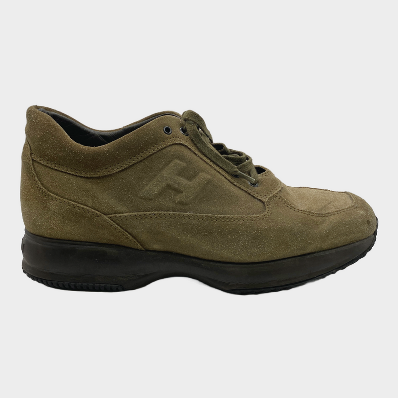 Hogan men's brown suede platform trainers