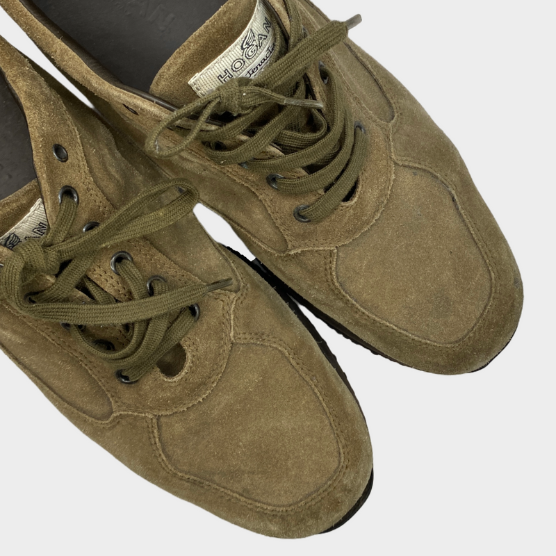 Hogan men's brown suede platform trainers