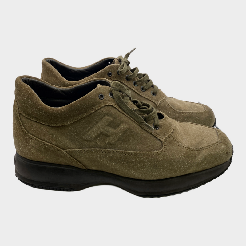 Hogan men's brown suede platform trainers