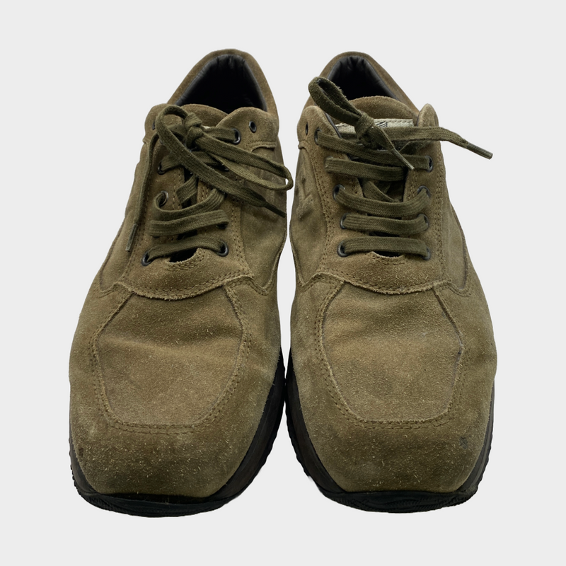 Hogan men's brown suede platform trainers
