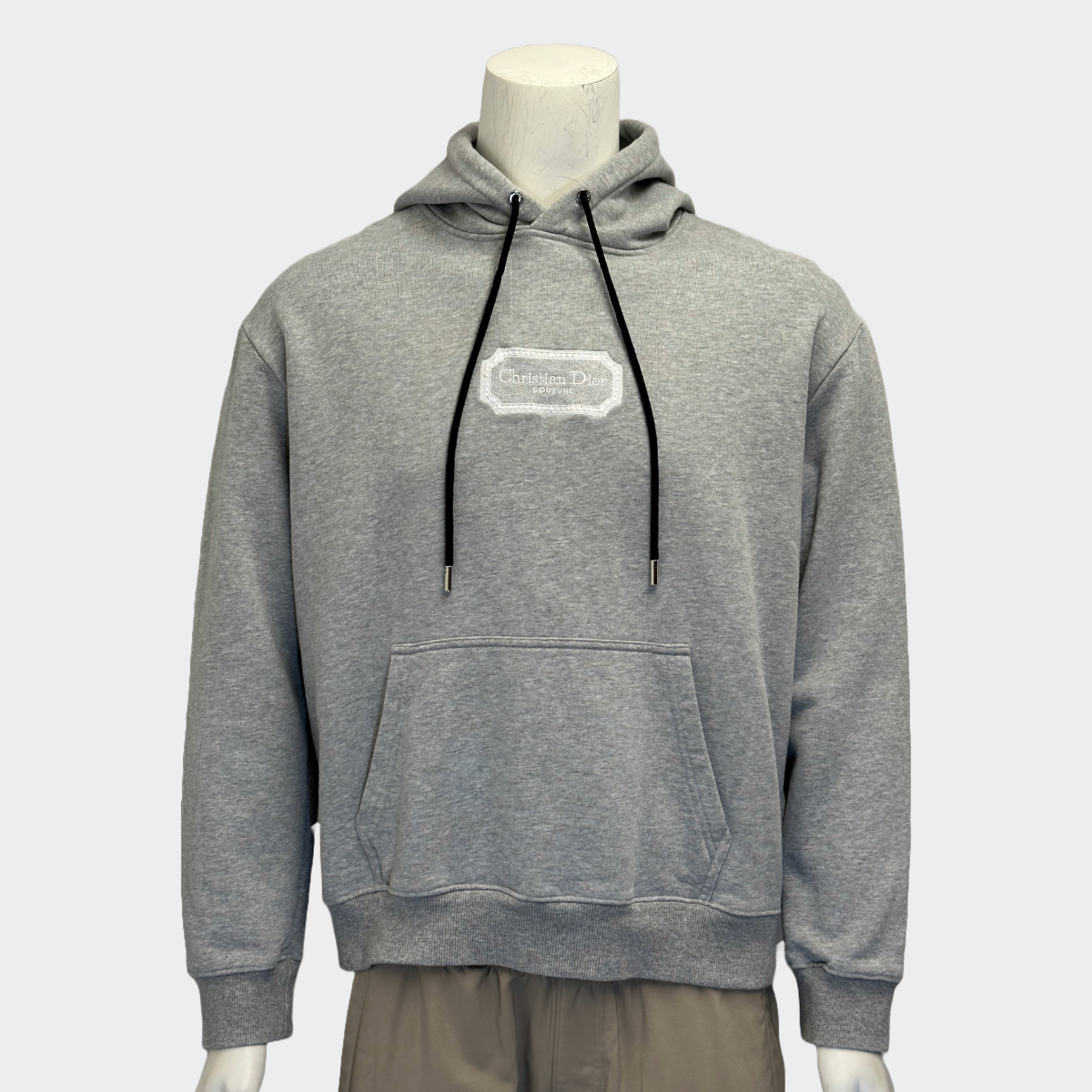 Christian Dior men s grey cotton Couture logo embroidery hoodie Loop Generation