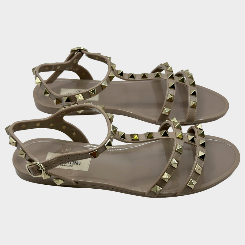 Valentino nude rubber studded sandals