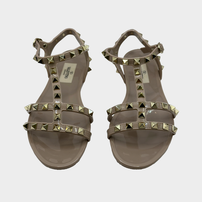 Valentino nude rubber studded sandals