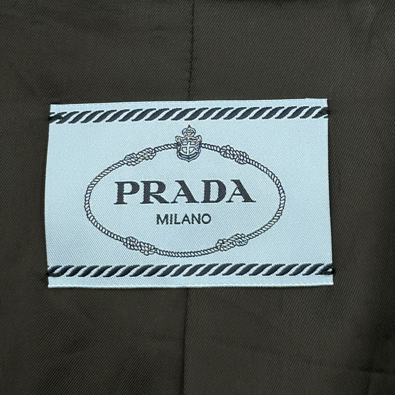 Prada women's grey wool set of belted blazer and trousers