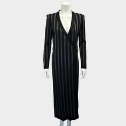 Balmain women’s black and grey striped viscose maxi cardigan