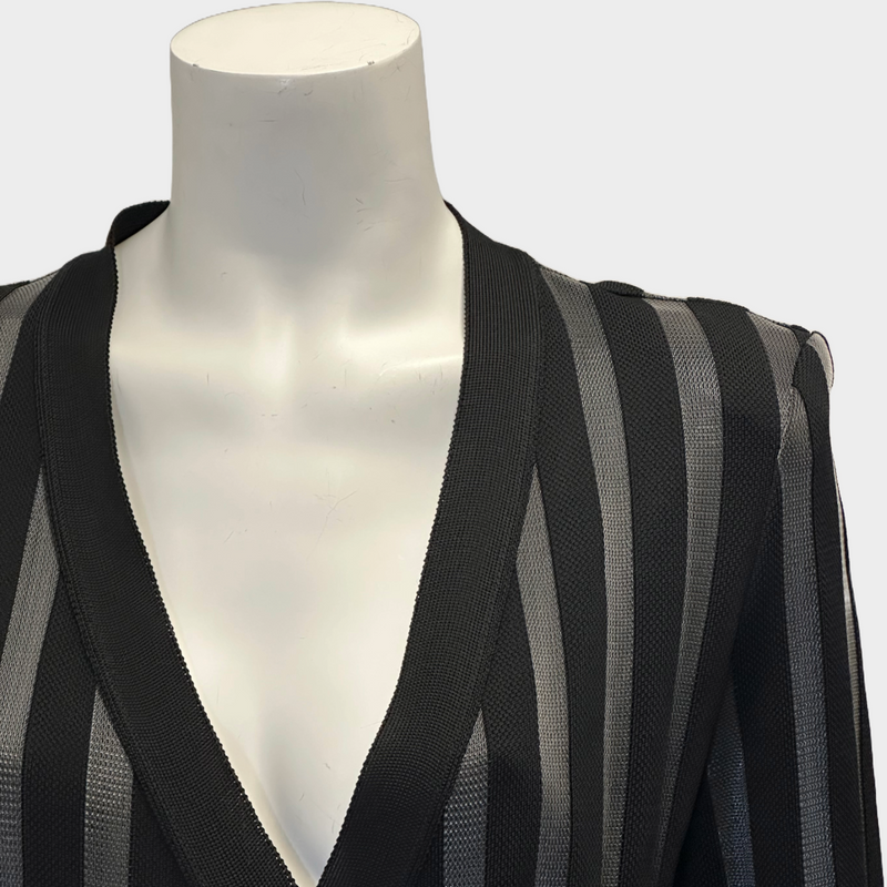 Balmain women’s black and grey striped viscose maxi cardigan