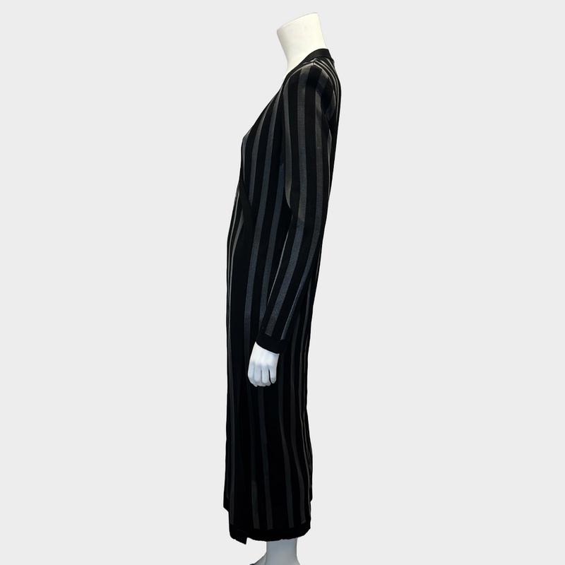 Balmain women’s black and grey striped viscose maxi cardigan