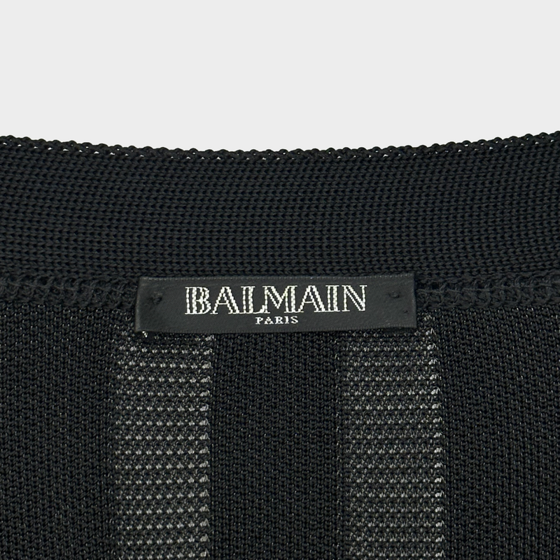 Balmain women’s black and grey striped viscose maxi cardigan