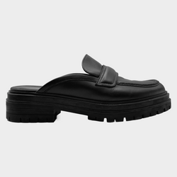 Gianvito Rossi women's black leather open back platform sliders