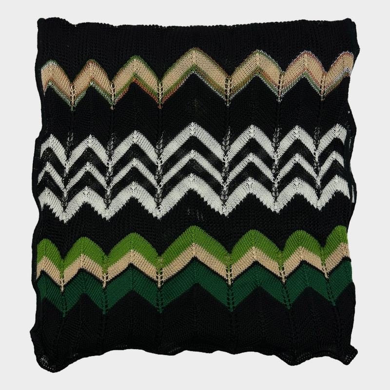 M Missoni women's black and green silk knitted scarf