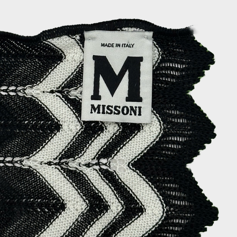 M Missoni women's black and green silk knitted scarf