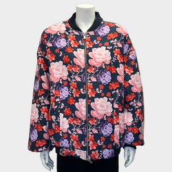 Magda Butrym women's pink and purple flower print silk oversized bomber jacket