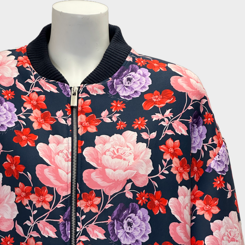 Magda Butrym women's pink and purple flower print silk oversized bomber jacket