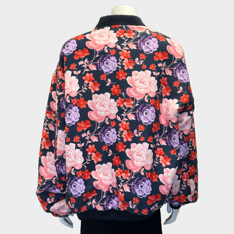 Magda Butrym women's pink and purple flower print silk oversized bomber jacket