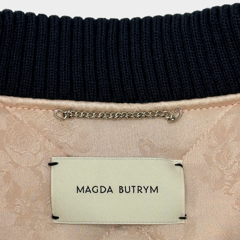 Magda Butrym women's pink and purple flower print silk oversized bomber jacket