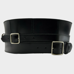 Alexander Mcqueen women's black leather corset belt with silver hardware