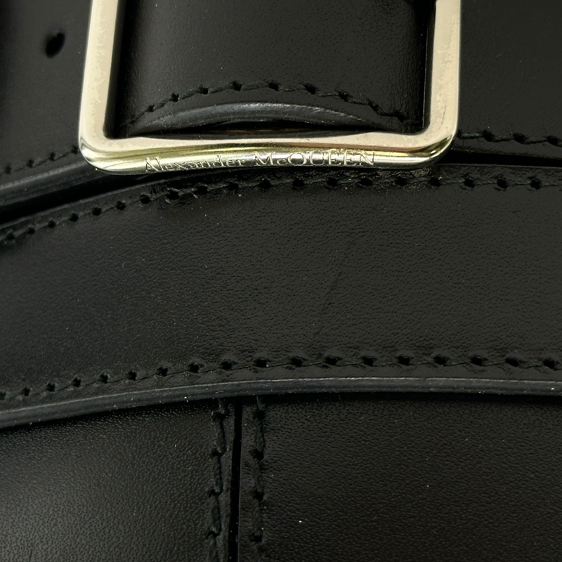 Alexander Mcqueen women's black leather corset belt with silver hardware
