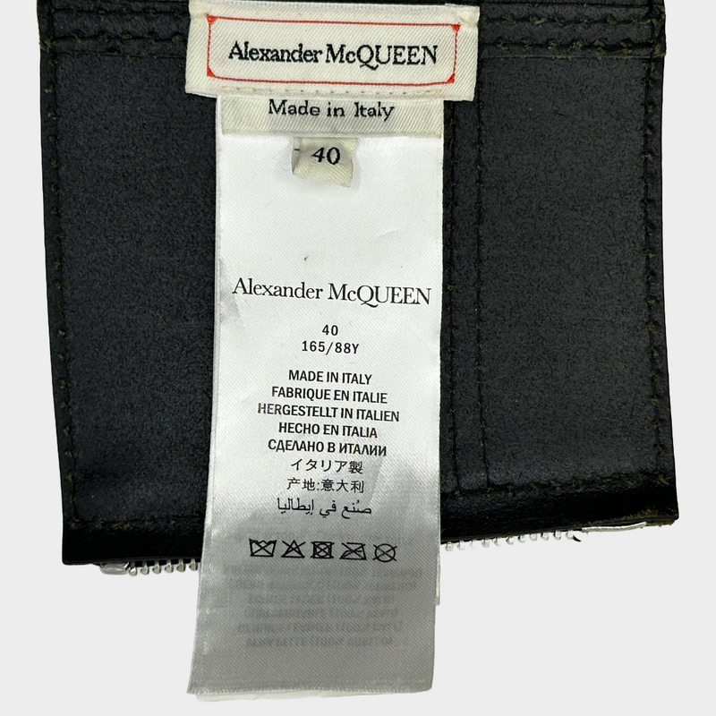 Alexander Mcqueen women's black leather corset belt with silver hardware