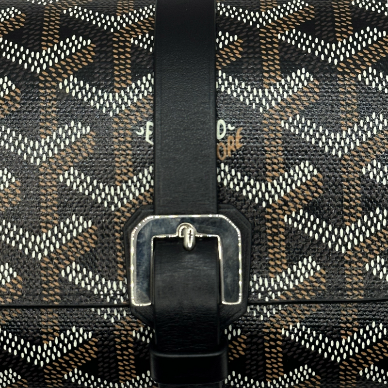 Goyard unisex black and beige monogram leather double travel watch case