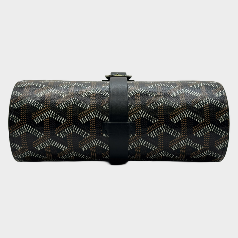 Goyard unisex black and beige monogram leather double travel watch case