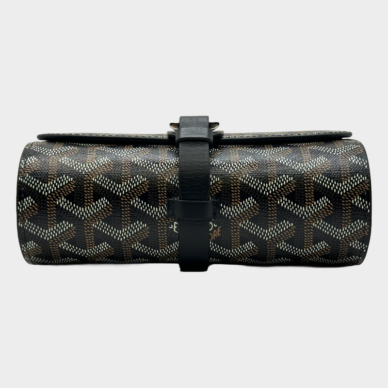 Goyard unisex black and beige monogram leather double travel watch case