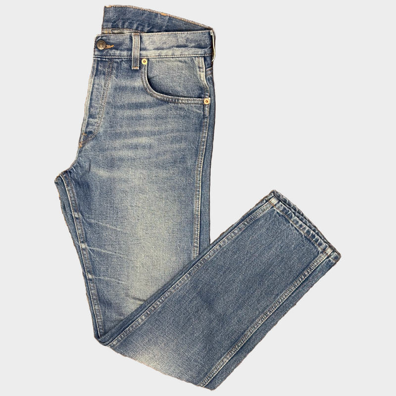 Gucci men's blue cotton straight leg jeans