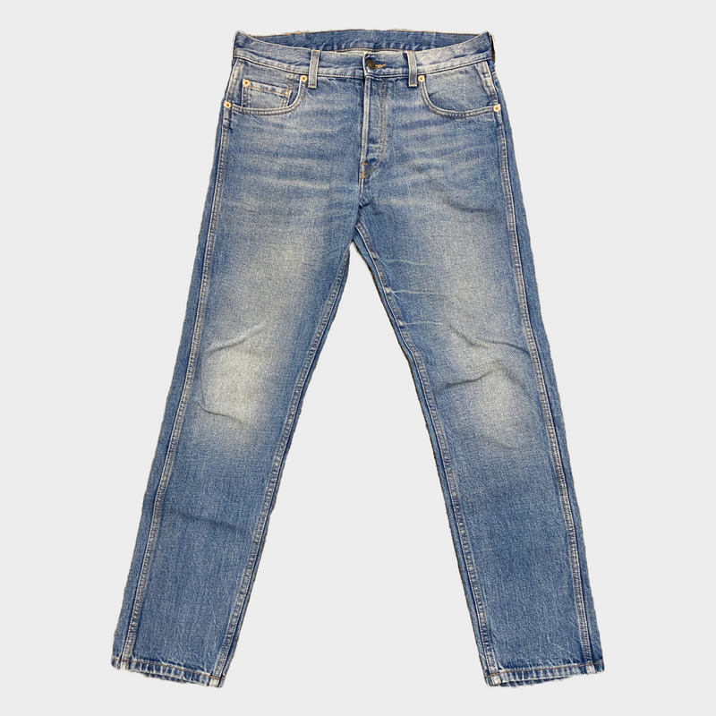 Gucci men's blue cotton straight leg jeans